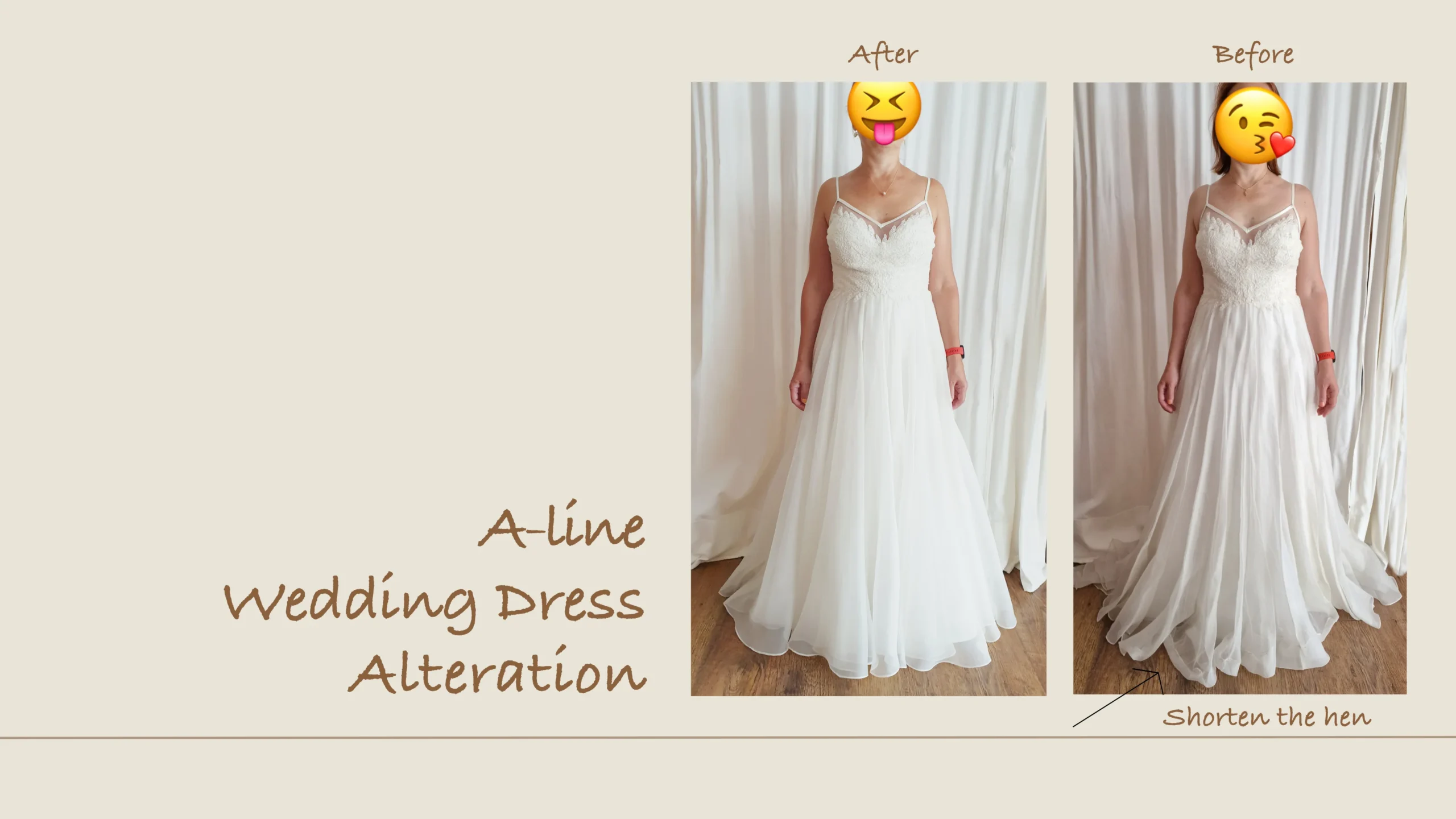 line wedding dress alteration
