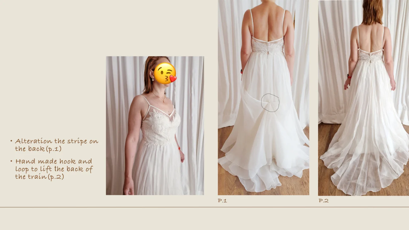 A-line wedding dress alteration - Back