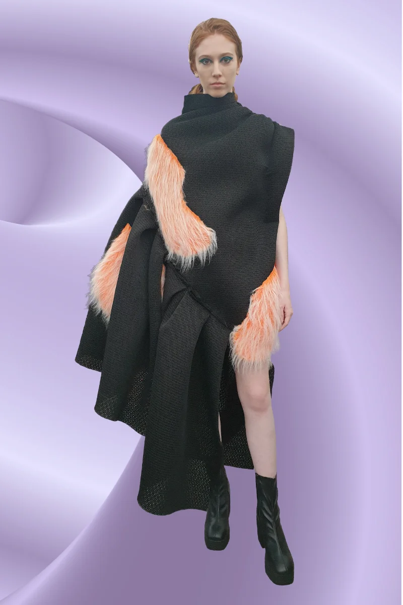 Black Dress with Orange fur